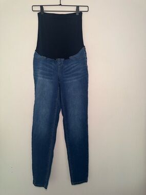 Maternity Skinny Jeans with Support Panel - Dark Blue with Flaw
